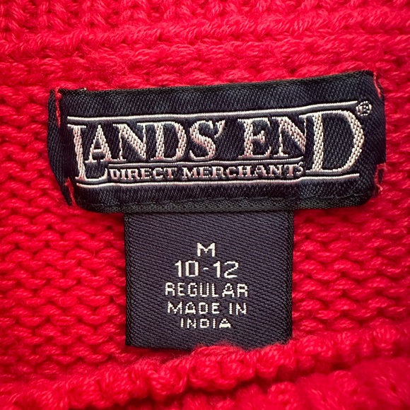 Vintage Lands End 100% Cotton Cowl Neck Sweater Thick Knit M 10-12 - Picture 3 of 10